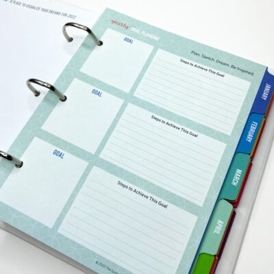 The Quilter's Planner binder version yearly goal setting page
